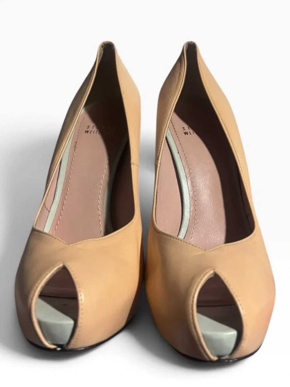 Stuart Weitzman Victoria Leather Colorblock Peep-Toe Platform Stiletto Pumps